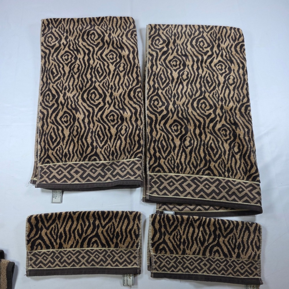 Royal Company Karsten Animal Print Towel Set 4pc Brown Tan Bath Towels Brazil